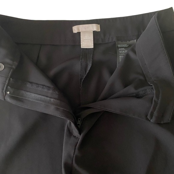 H&M Womens Black Wide Leg Crepe Pants Size 4 High Rise Side Zip - Picture 4 of 9